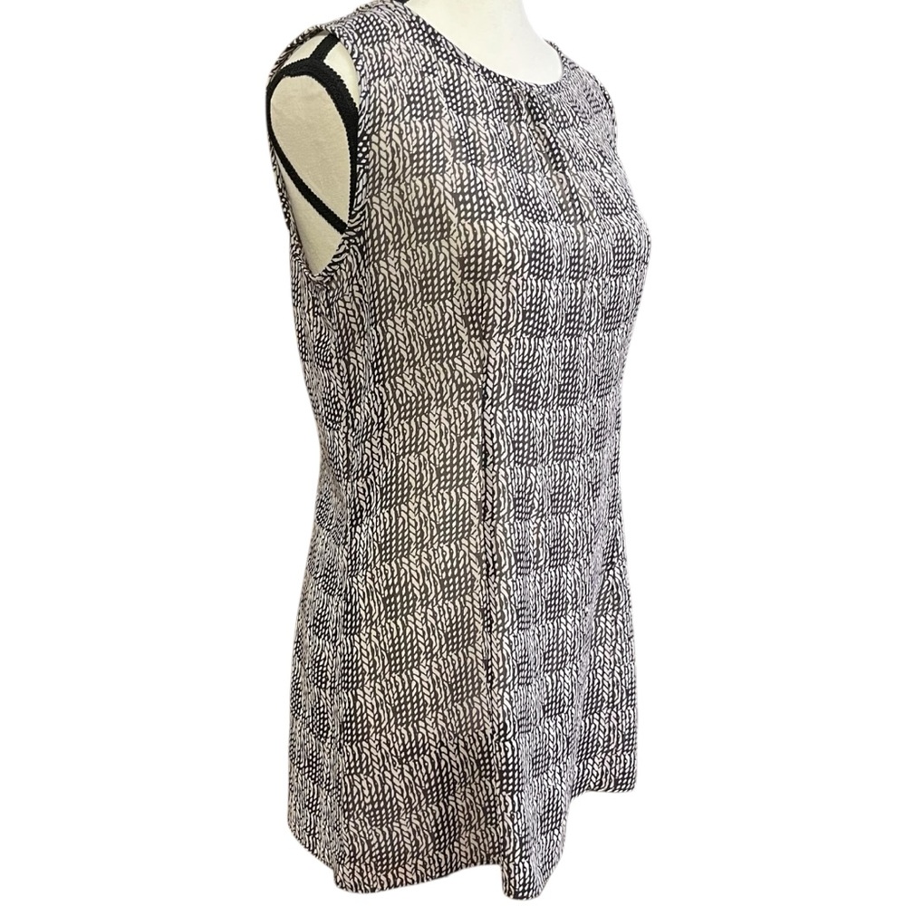CAbi Black and Tan Tunic Top Sleeveless Sheer Lightweight Spring Summer‎ Sz. S